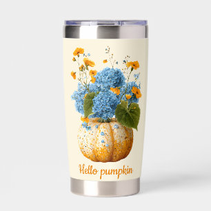 Hello Pumpkin Floral Halloween Arrangement Insulated Tumbler