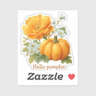 Hello Pumpkin Floral Halloween Design Sticker