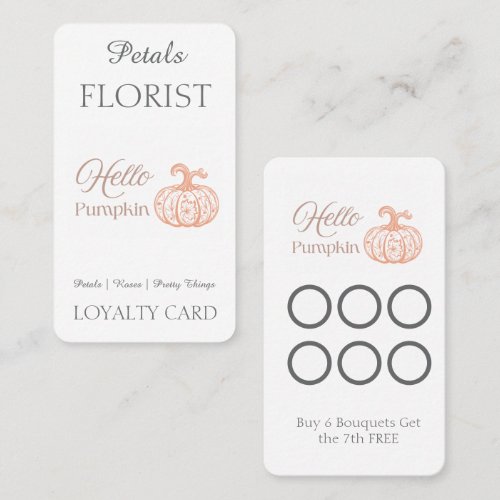 Hello Pumpkin Halloween Florist Business Branding Loyalty Card