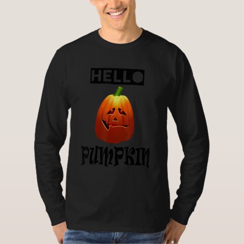 Hello Pumpkin Halloween  Funny Trendy Fall Autumn T_Shirt