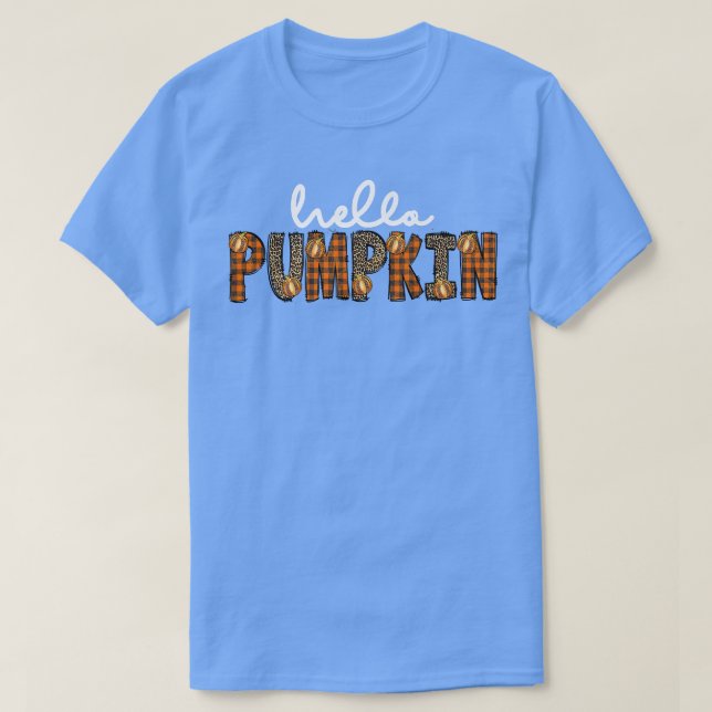 Hello Pumpkin Happy Halloween Thanksgiving Fall Me T-Shirt (Design Front)