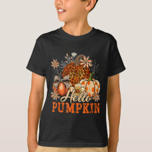 Hello Pumpkin Leopard Print For Fall Thanksgiving T-Shirt