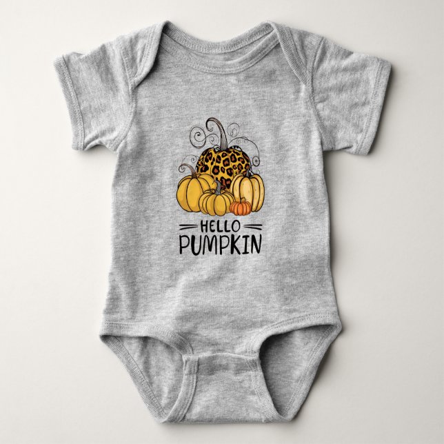 Hello Pumpkin Lover Fall Season Autumn Thanksgivin Baby Bodysuit (Front)