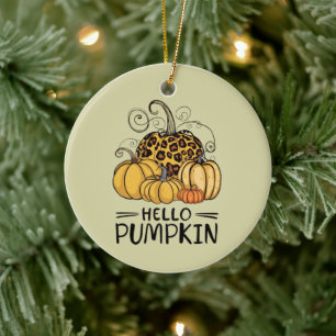 Hello Pumpkin Lover Fall Season Autumn Thanksgivin Ceramic Ornament