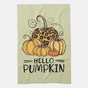 Hello Pumpkin Lover Fall Season Autumn Thanksgivin Kitchen Towel