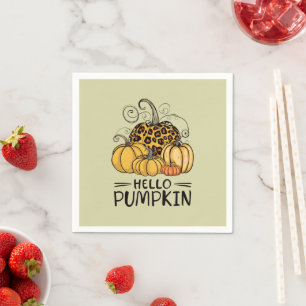 Hello Pumpkin Lover Fall Season Autumn Thanksgivin Napkins