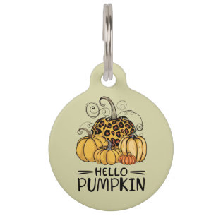 Hello Pumpkin Lover Fall Season Autumn Thanksgivin Pet ID Tag