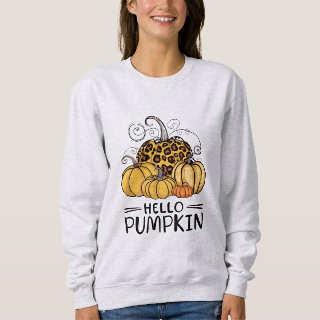 Hello Pumpkin Lover Fall Season Autumn Thanksgivin Sweatshirt (Front)