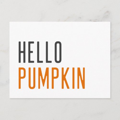 Hello Pumpkin  Minimalist Modern Halloween Trendy Postcard
