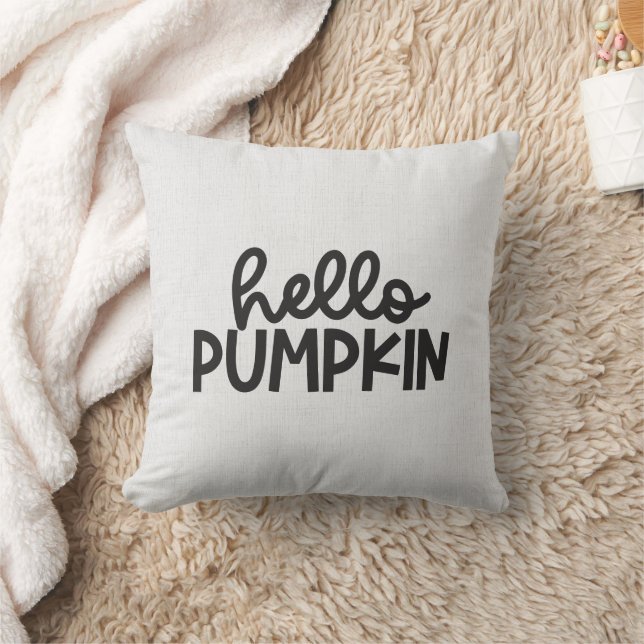 Hello Pumpkin Minimalist Throw Pillow (Blanket)