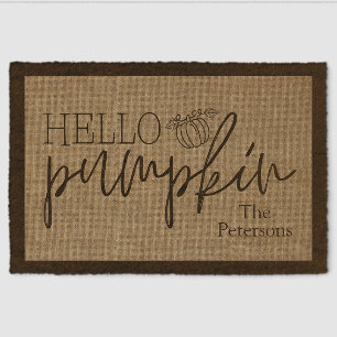 Hello Pumpkin Monogram Coir Mat