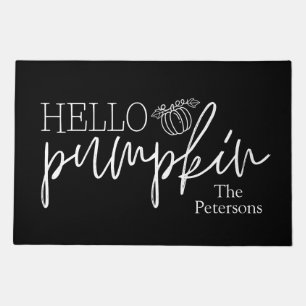 Hello Pumpkin Monogram Door Mat