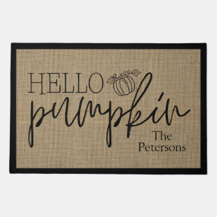 Hello Pumpkin Monogram   Doormat
