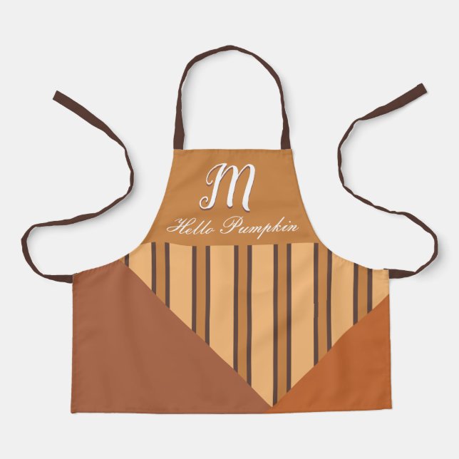 Hello Pumpkin Monogram Optional Name Fall Apron (Front)