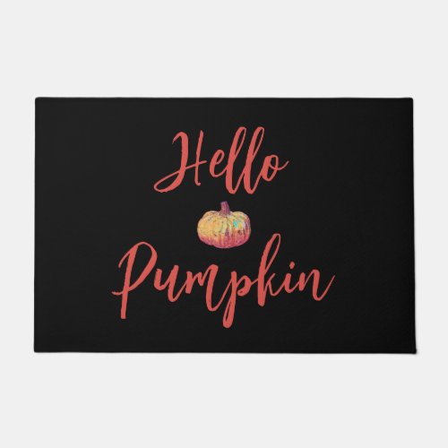  Hello Pumpkin Orange Black Fall Doormat
