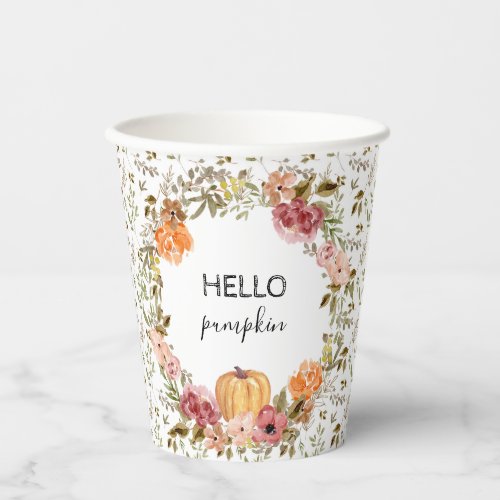 Hello Pumpkin Paper Cups Fall Bridal Shower