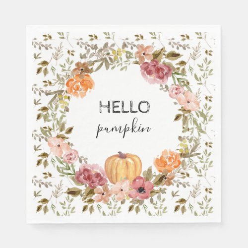 Hello Pumpkin Paper Napkins Fall Bridal Shower