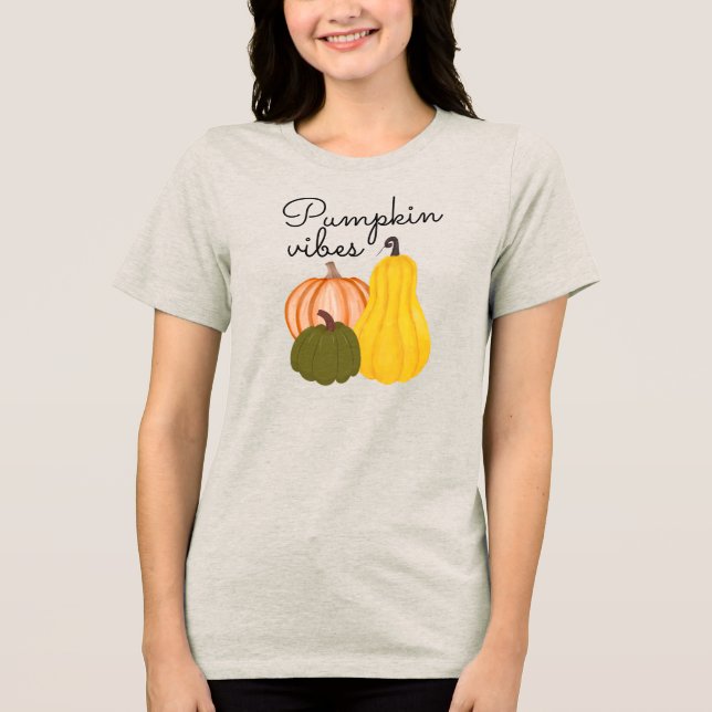 Hello Pumpkin Season Fall Vibes Pumpkin Spice Tri-Blend Shirt (Front)