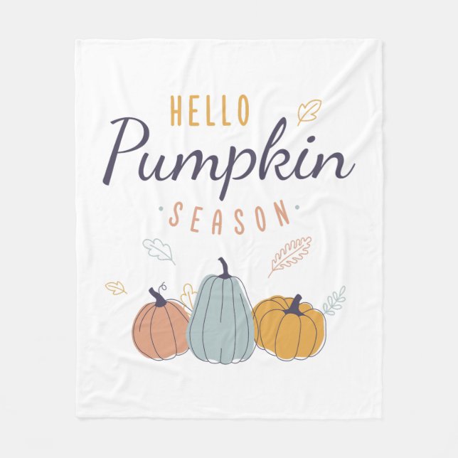 Hello Pumpkin Season Fleece Blanket (Front)