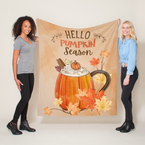 Hello Pumpkin Season  Fleece Blanket