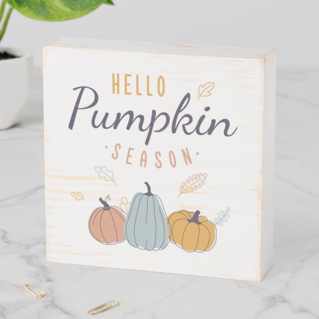Hello Pumpkin Season Wooden Box Sign (In Situ Horizontal)