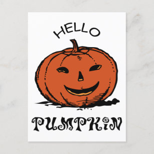 Hello Pumpkin Shirt, Womens Pumpkin Shirt, Fall Holiday Postcard