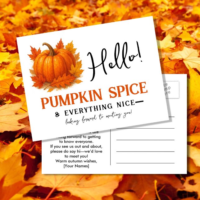 Hello Pumpkin Spice & Everything Nice Neighbour Announcement Postcard (Creator Uploaded)