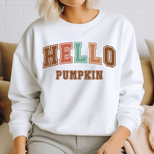 Hello Pumpkin Trendy Autumn Varsity Sweatshirt (Creator Uploaded)