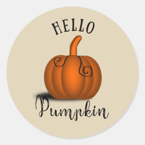 Hello pumpkin watercolor fall autumn classic round sticker