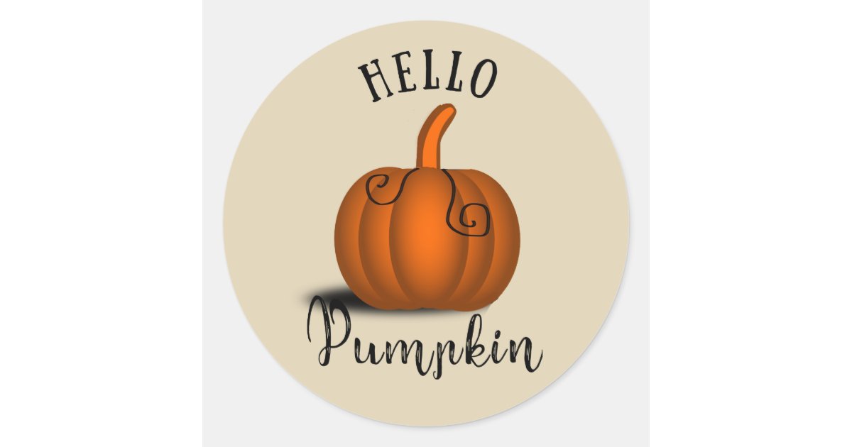 Hello pumpkin watercolor fall autumn classic round sticker | Zazzle