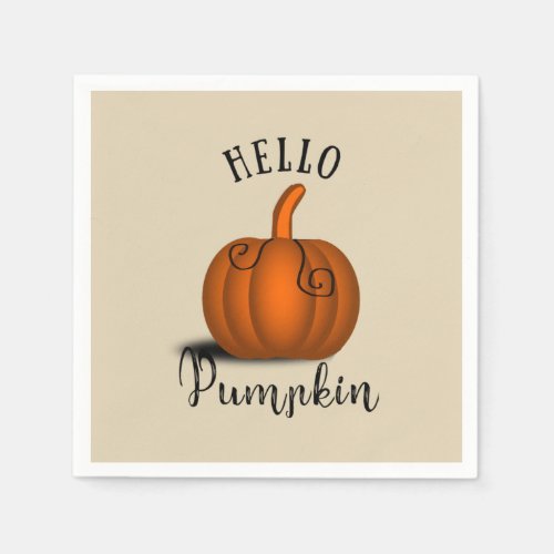 Hello pumpkin watercolor fall autumn napkins