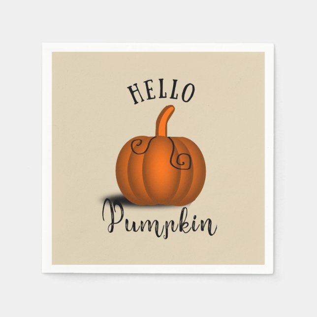 Hello pumpkin watercolor fall autumn napkins (Front)