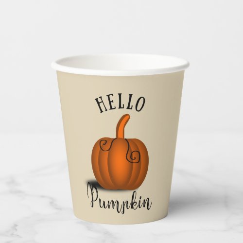 Hello pumpkin watercolor fall autumn paper cups