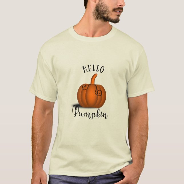 Hello pumpkin watercolor funny fall autumn T-Shirt (Front)