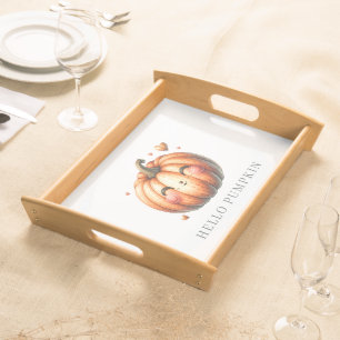 Hello Pumpkin Whimsical Minimalist Custom Serving Tray