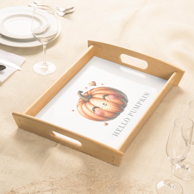 Hello Pumpkin Whimsical Minimalist Custom  Serving Tray (Front)