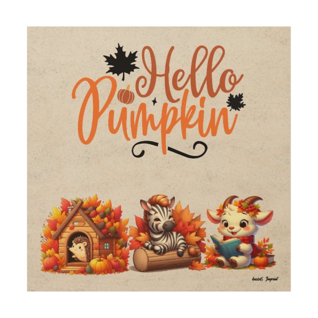Hello Pumpkin Wood Wall Art (Front)