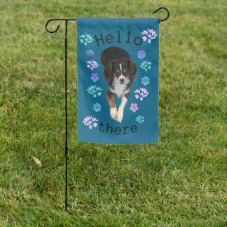 Hello Puppy Weatherproof Personalized Garden Flag