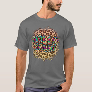 Hello Queen Halloween Queen Bleached Halloween Leo T-Shirt