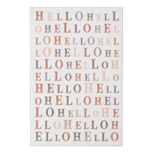 Hello Random Text Earthy Colors Faux Canvas Print