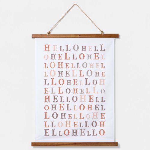 Hello Random Text Earthy Colors Hanging Tapestry