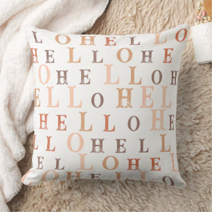 Hello Random Text Earthy Colors Throw Pillow