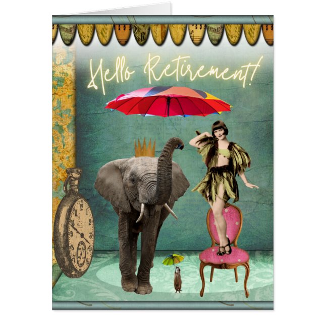 Hello Retirement Fun and Funky BIG Card (Front)