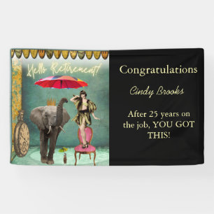 Hello Retirement Fun and Funky Personalized Party Banner