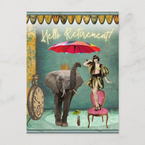 Hello Retirement Fun and Funky Postcard