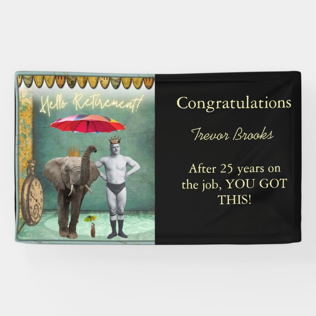 Hello Retirement Funny Personalized Party Banner (Horizontal)