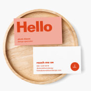Hello Retro Modern Red And Pink Stylish Trendy Business Card at Zazzle