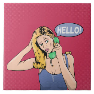 Hello Retro Phone Ceramic Tile