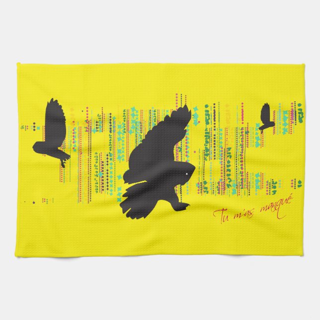 Hello said the Great Gray Owl Towel (Horizontal)