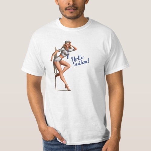 Hello Sailor Pin Up Girl T_Shirt